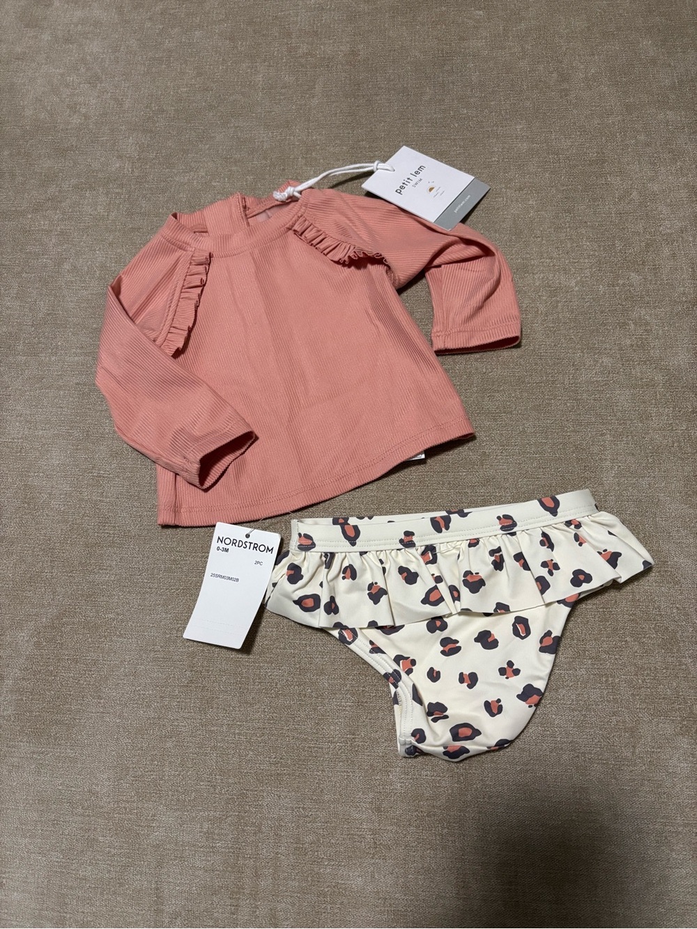 Petit Lem Pink Ribbed Baby Rash Guard Top